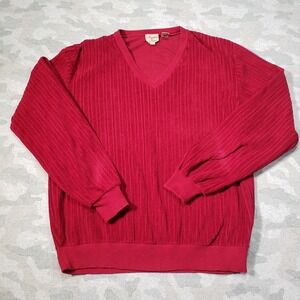 Vintage Heywood House Velour Shirt Mens Large Red V Neck